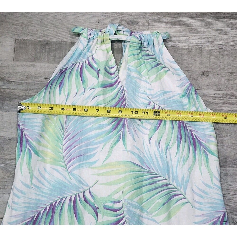 Tommy Bahama Womens Leinani Leaves Tropical Halter Dress 100% Linen Sizes Small - Picture 5 of 8